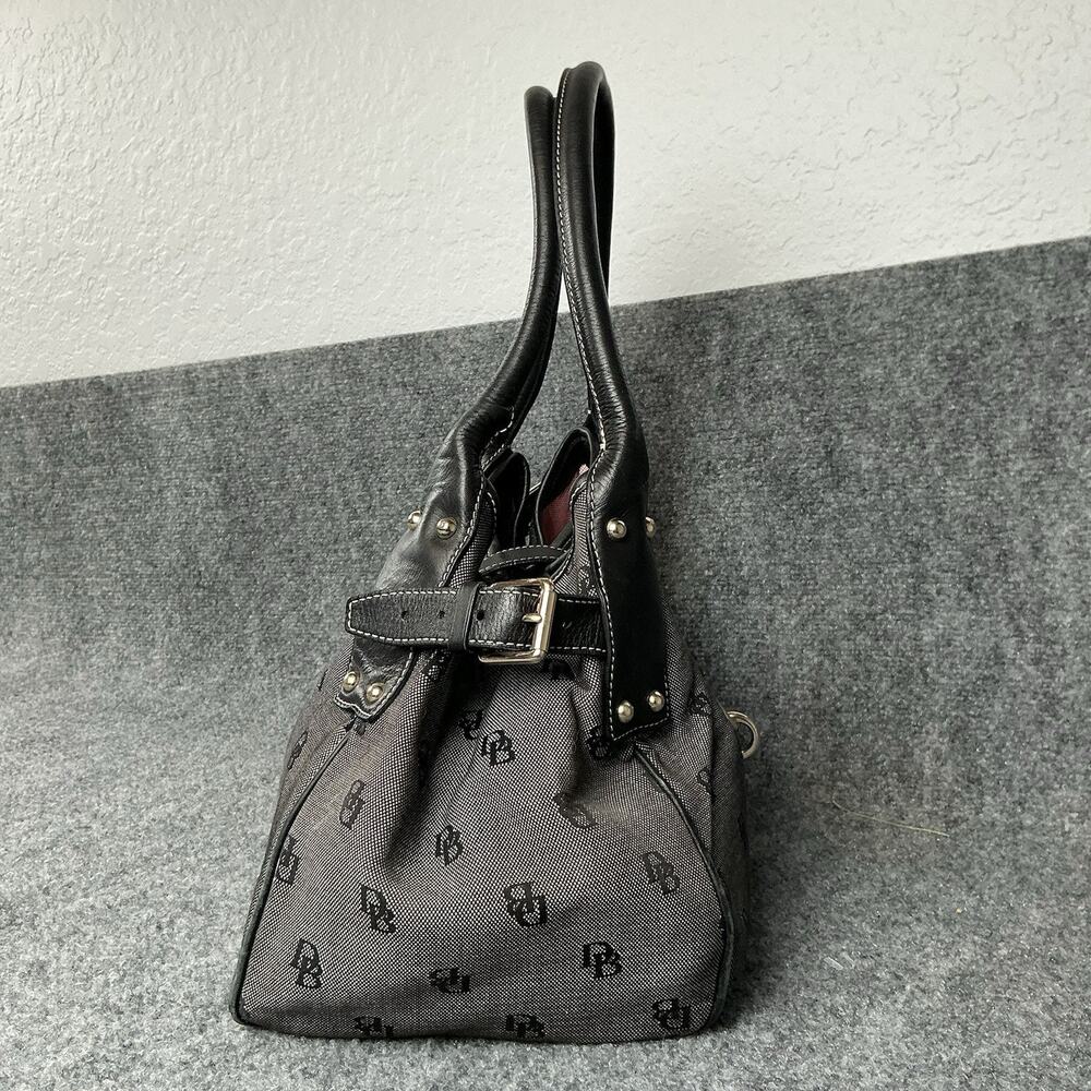 Vintage Dooney & Bourke Gray/Black Tulip Satchel Logo Purse With Clip - Picture 2 of 10